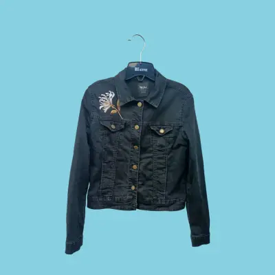 Chaqueta denim bordada negra - miniatura 1