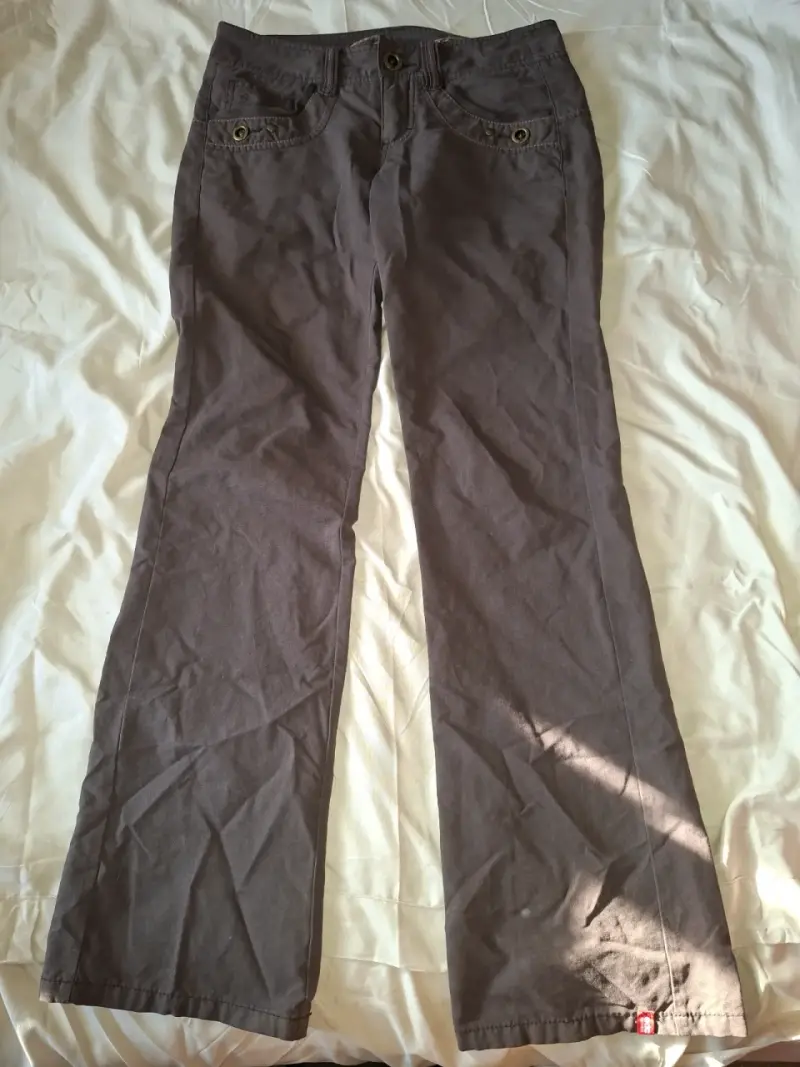 Pantalones café tiro bajo - 1