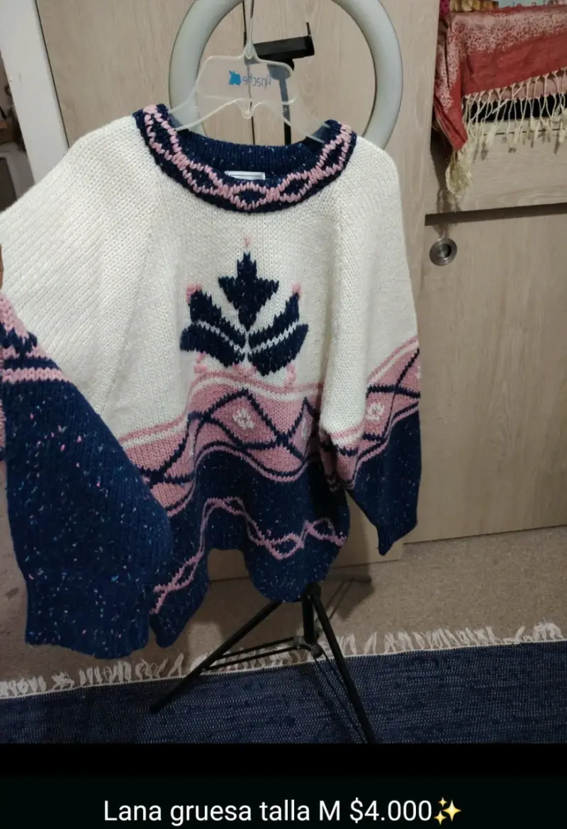 Suéter beige de punto talla M - 5