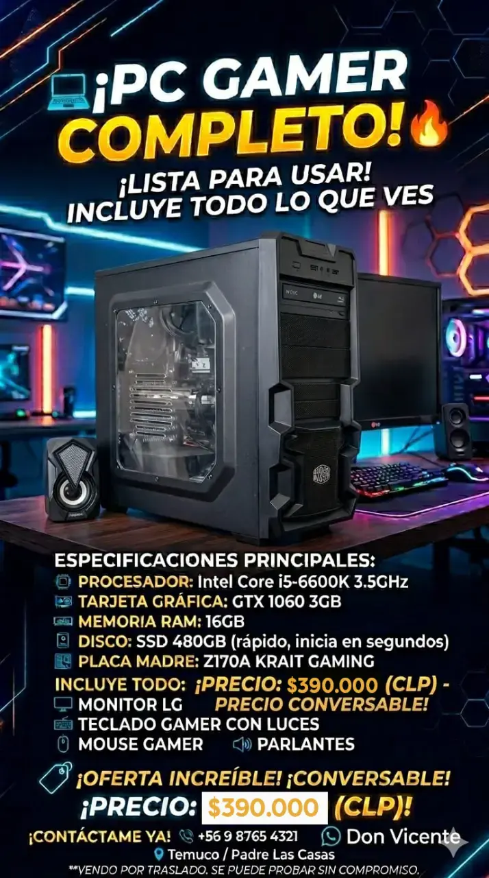 PC Gamer completo con accesorios - 1
