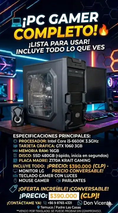 PC Gamer completo con accesorios - miniatura 1