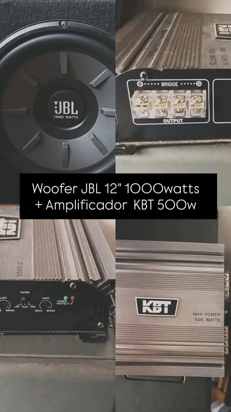Woofer JBL 12" 1000W y Amplificador KBT - 1