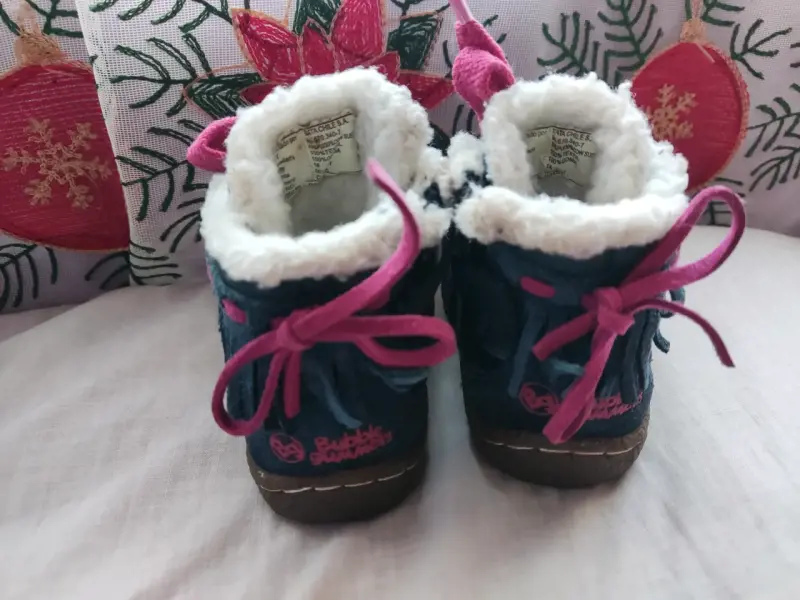 Botas infantiles azul con rosado - 2