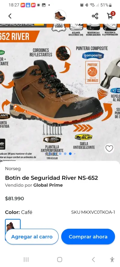 Botín de Seguridad Norseg Café - miniatura 1