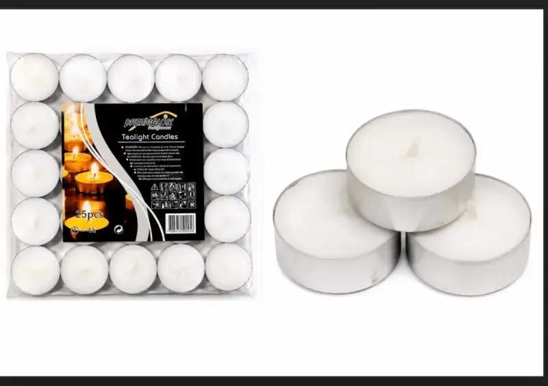 Velas tipo tealight blancas 25 unidades