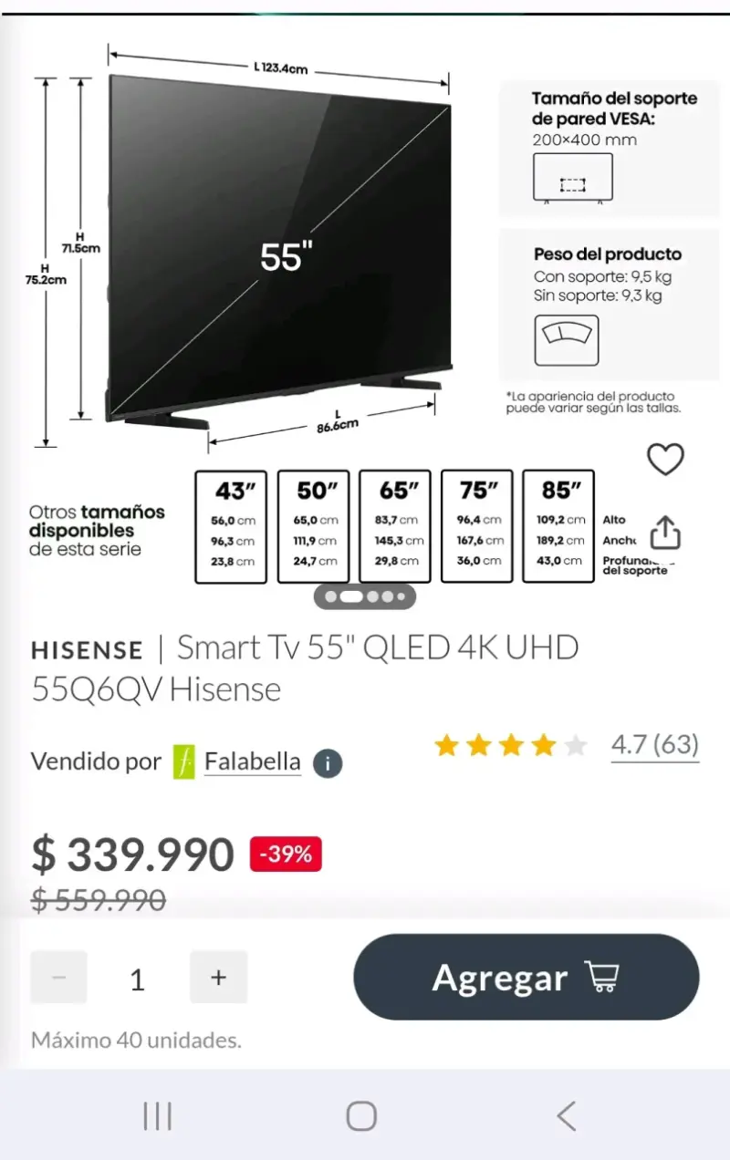 Smart TV 55" QLED 4K Hisense