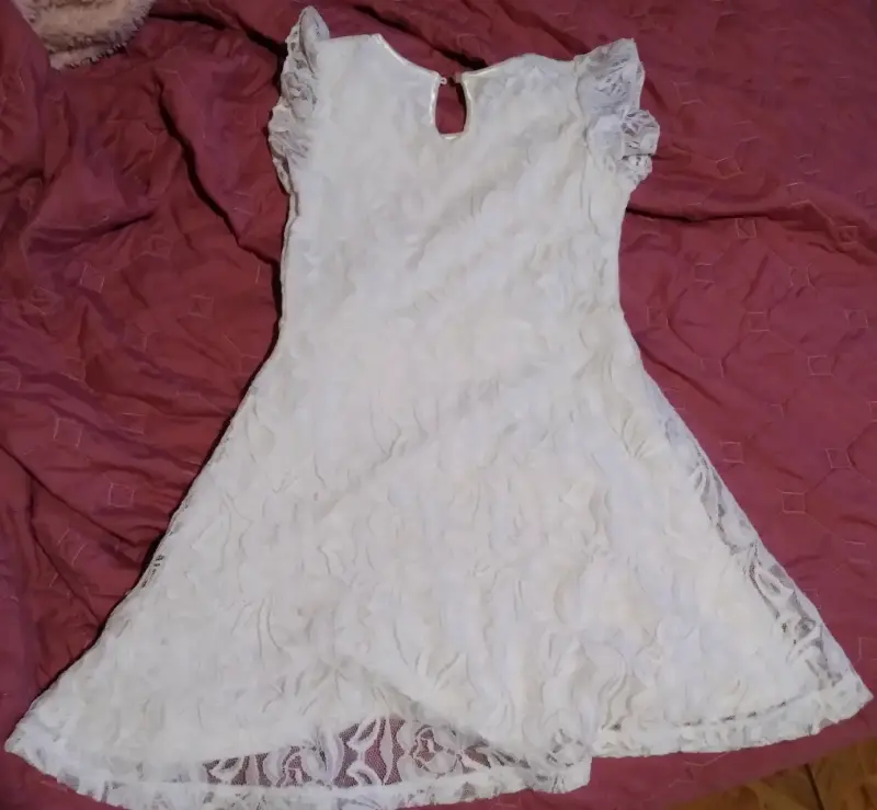 Vestido blanco de encaje para niña talla 6 - 2