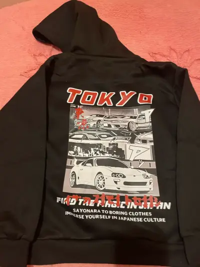 Polerón negro Tokyo con capucha - miniatura 4