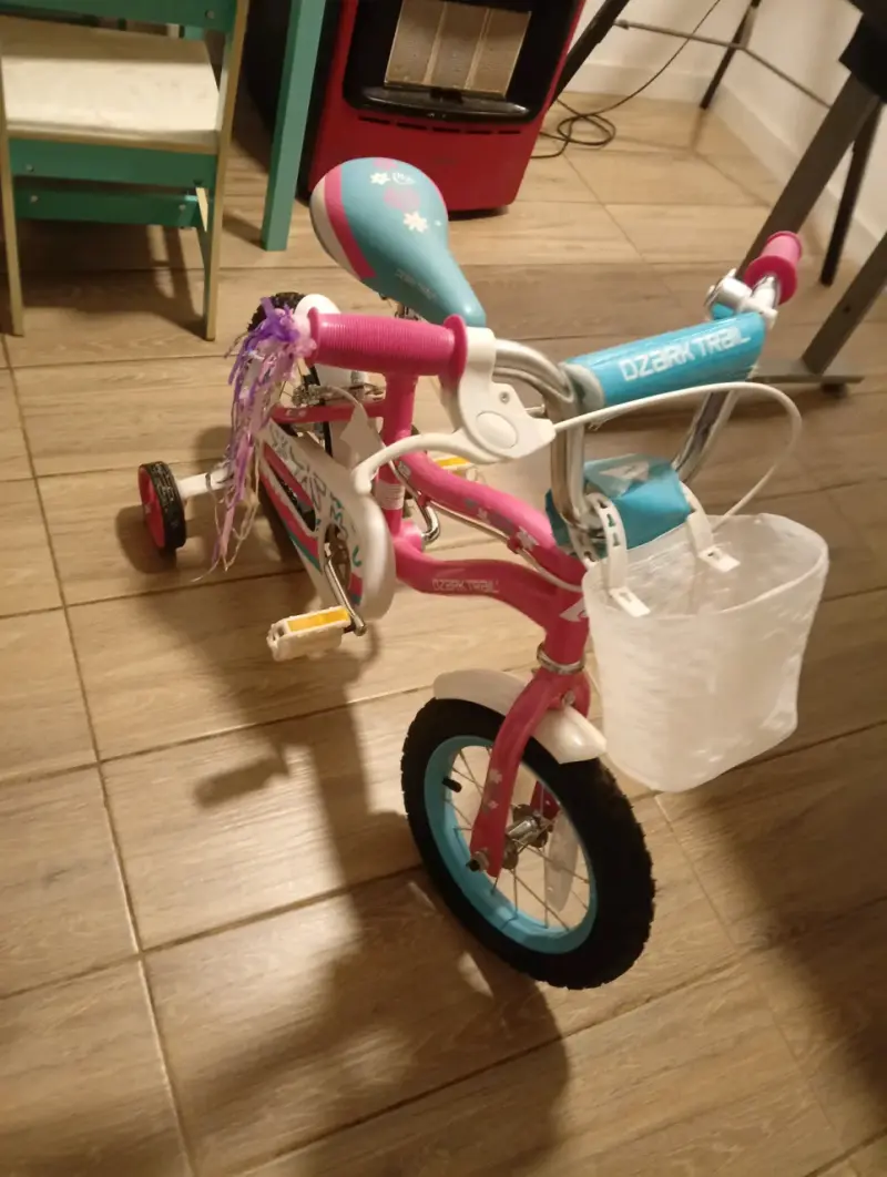 Bicicleta infantil rosa con canasto - 1
