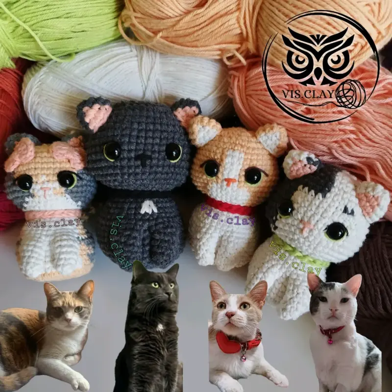 Amigurumis de gatos tejidos a mano