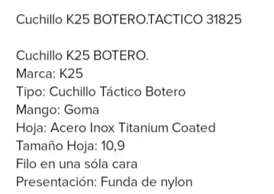 Cuchillo táctico Botero río negro K25 - miniatura 6
