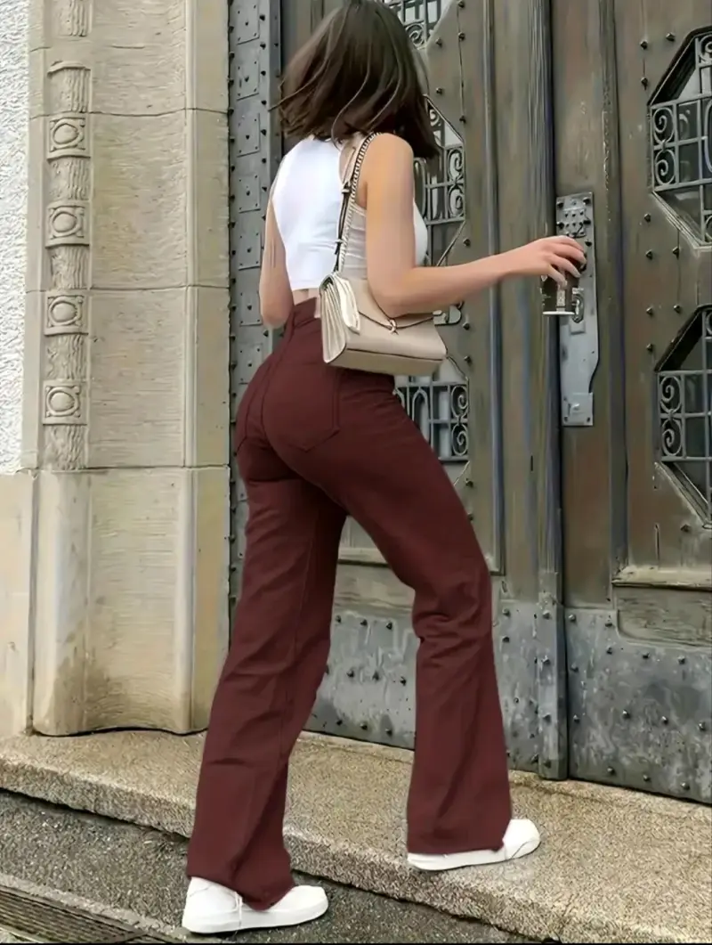 Pantalones wide leg burdeo T/M - 1