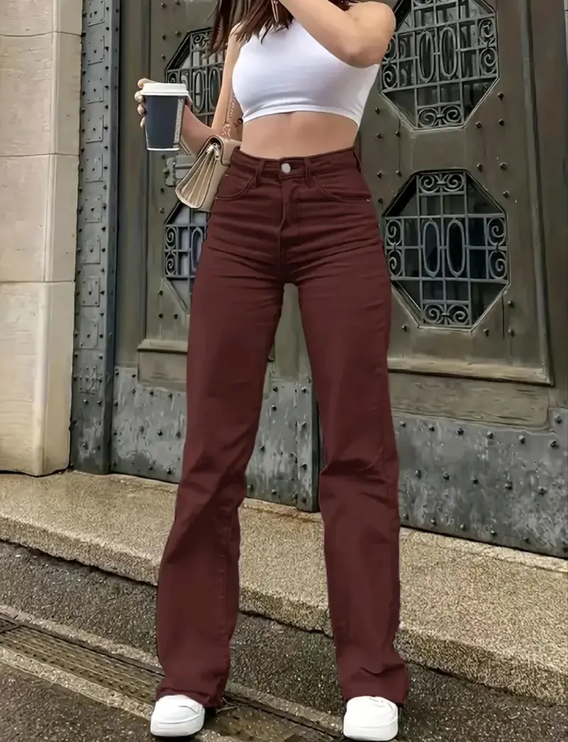 Pantalones wide leg burdeo T/M - 2