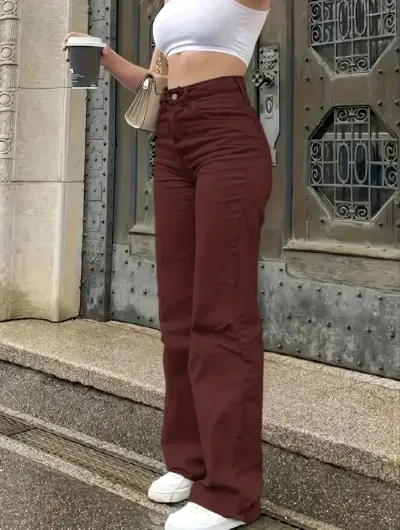 Pantalones wide leg burdeo T/M - miniatura 4