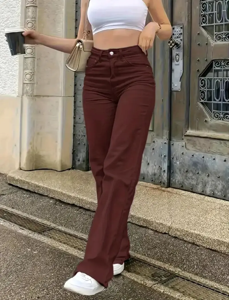 Pantalones wide leg burdeo T/M - 5