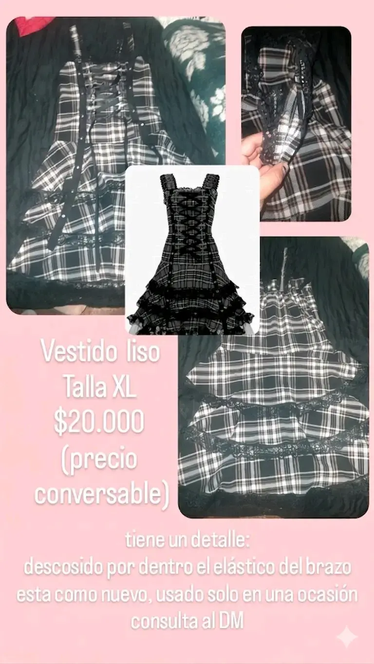 Vestido negro a cuadros XL