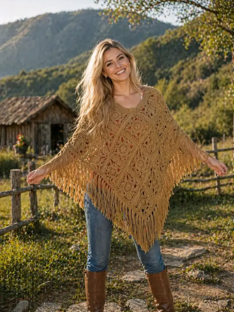 Poncho a crochet grannys