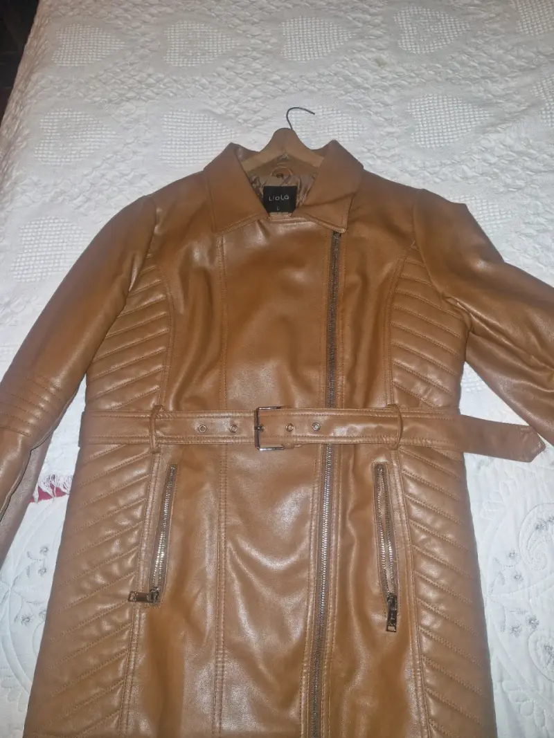 Chaqueta de eco cuero camel Liola talla L - 3