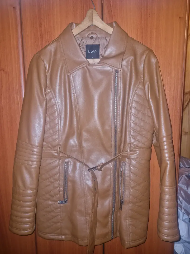 Chaqueta de eco cuero camel Liola talla L - 4