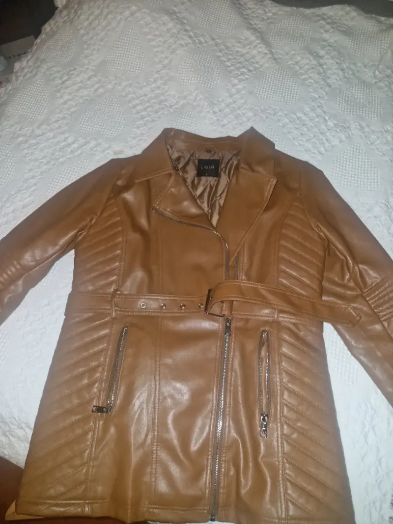 Chaqueta de eco cuero camel Liola talla L - 5