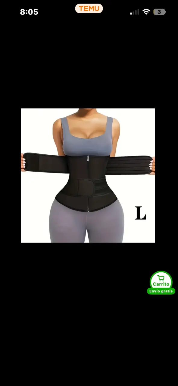 Faja reductora negra talla L