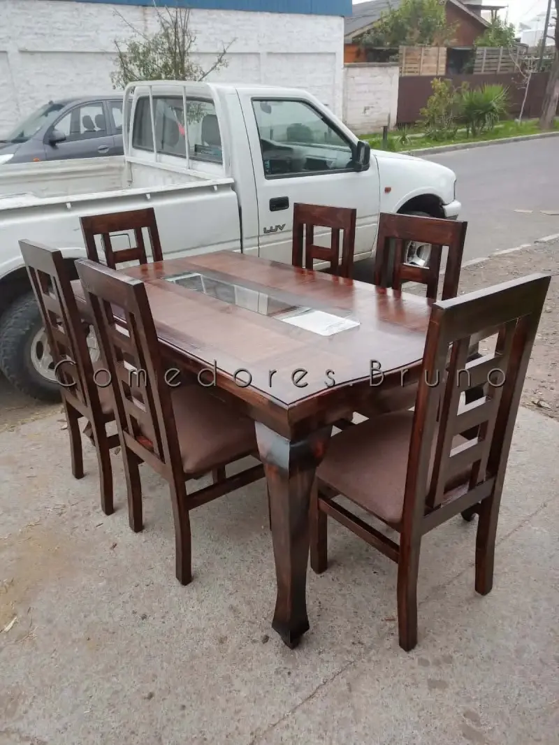 Juego de comedor de madera - 4