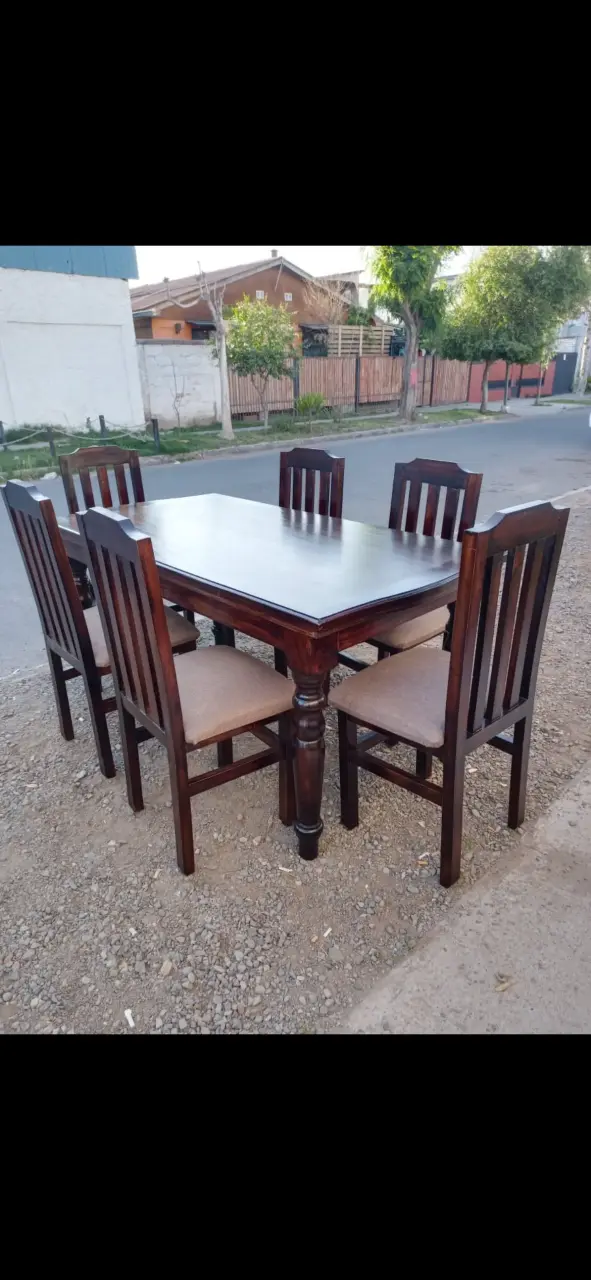 Juego de comedor de madera - 5