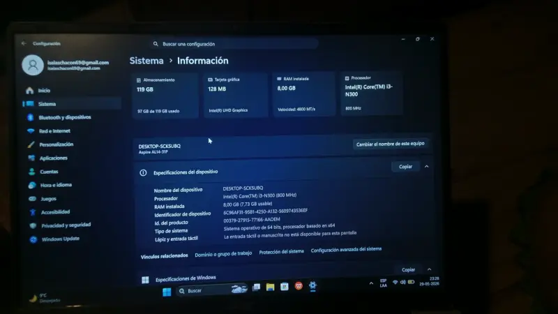 Notebook Acer con Windows 11 - 2