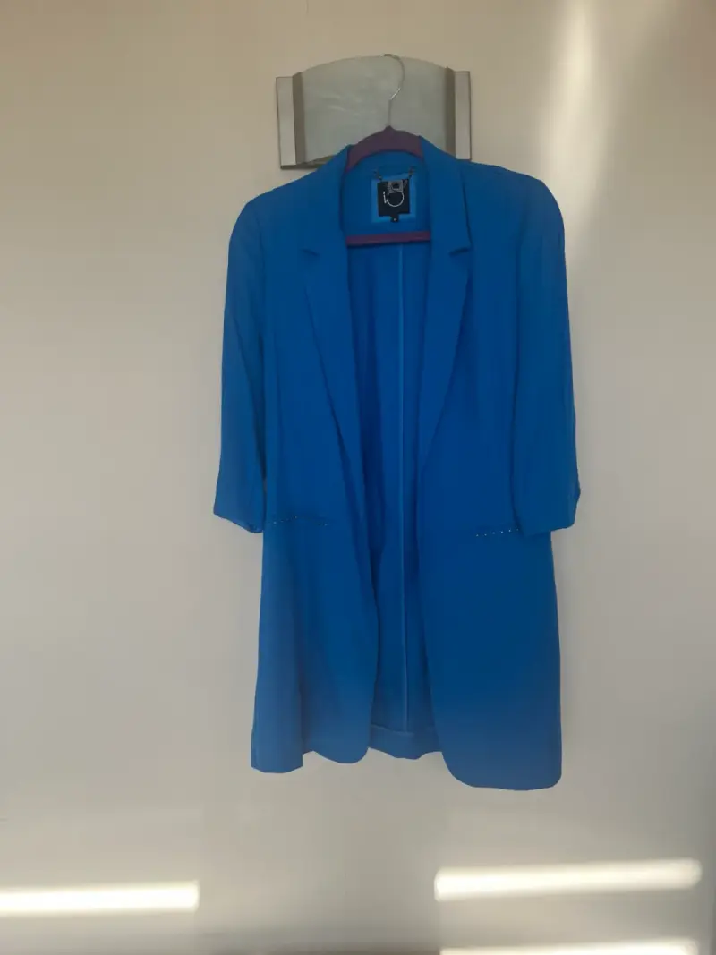 Blazer azul largo para mujer - 2