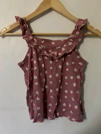 Polera algodón rosa con flores - miniatura 2