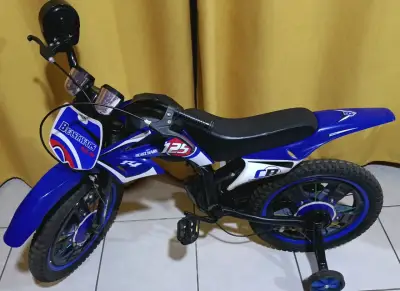 Bicicleta infantil azul tipo moto aro 16 - miniatura 1