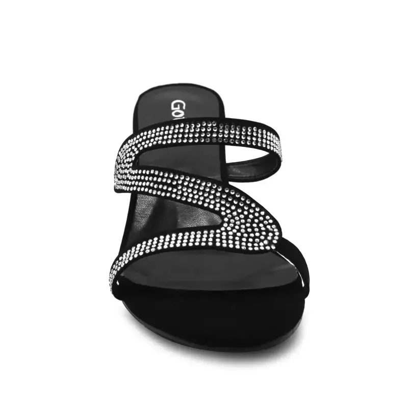 Sandalia negra con strass - 1