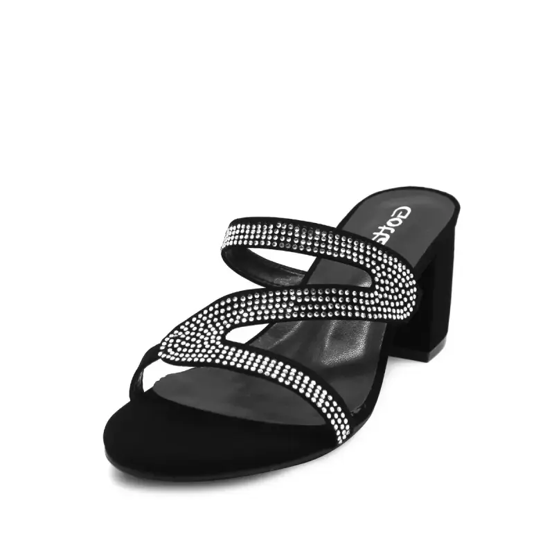 Sandalia negra con strass - 2