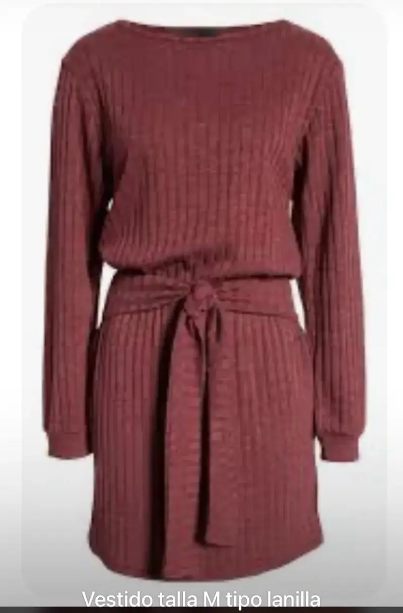 Vestido tipo lanilla burdeo M - 1