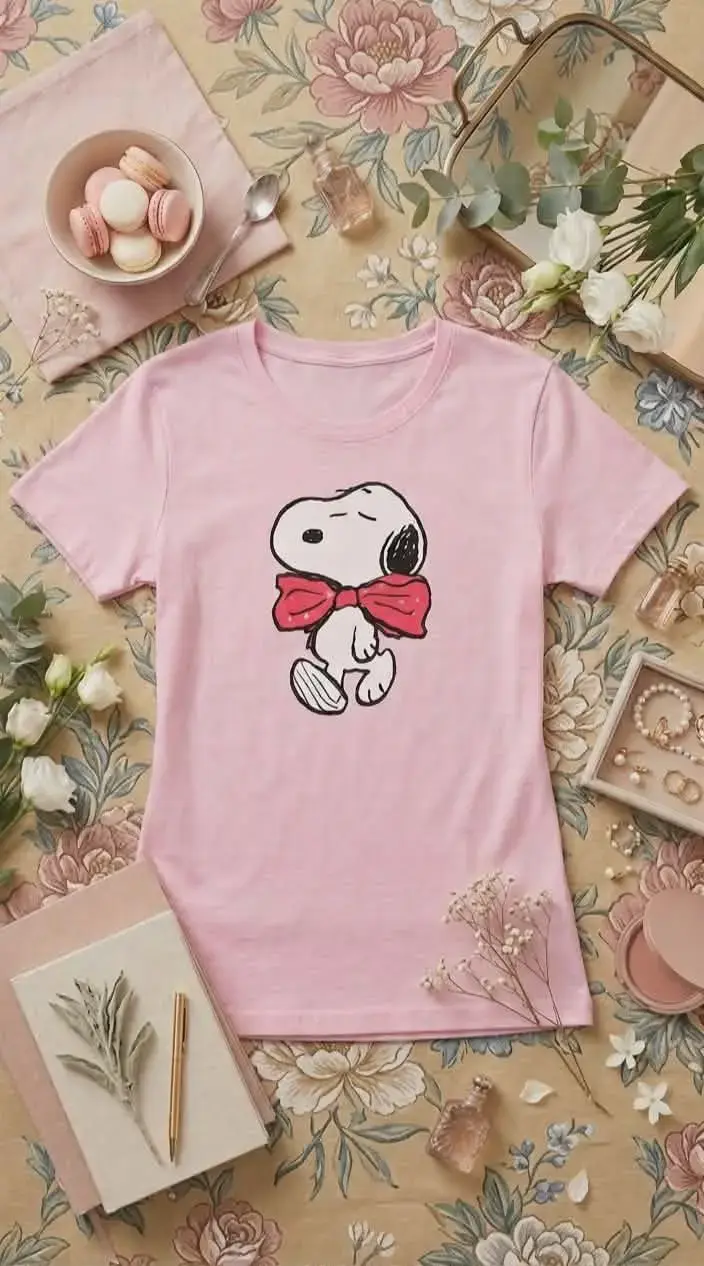 Polera rosa con Snoopy