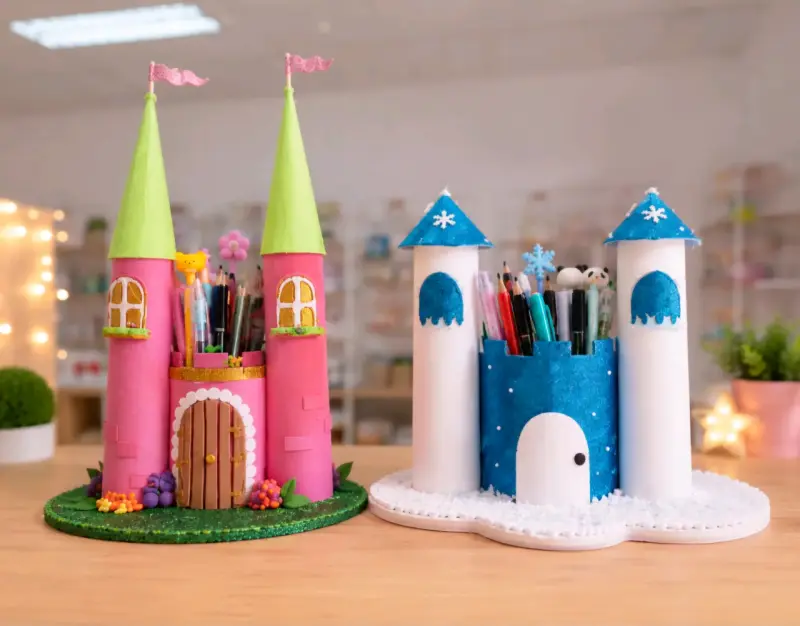 Portalápices en forma de castillo