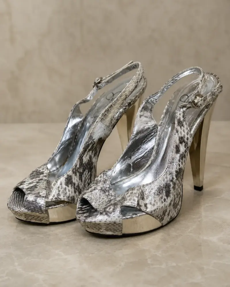 Tacones estampado animal plateados - 1