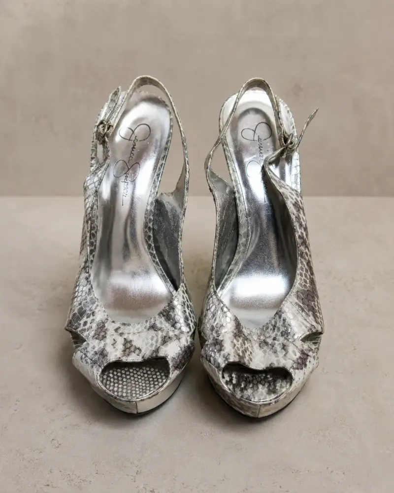 Tacones estampado animal plateados - 2