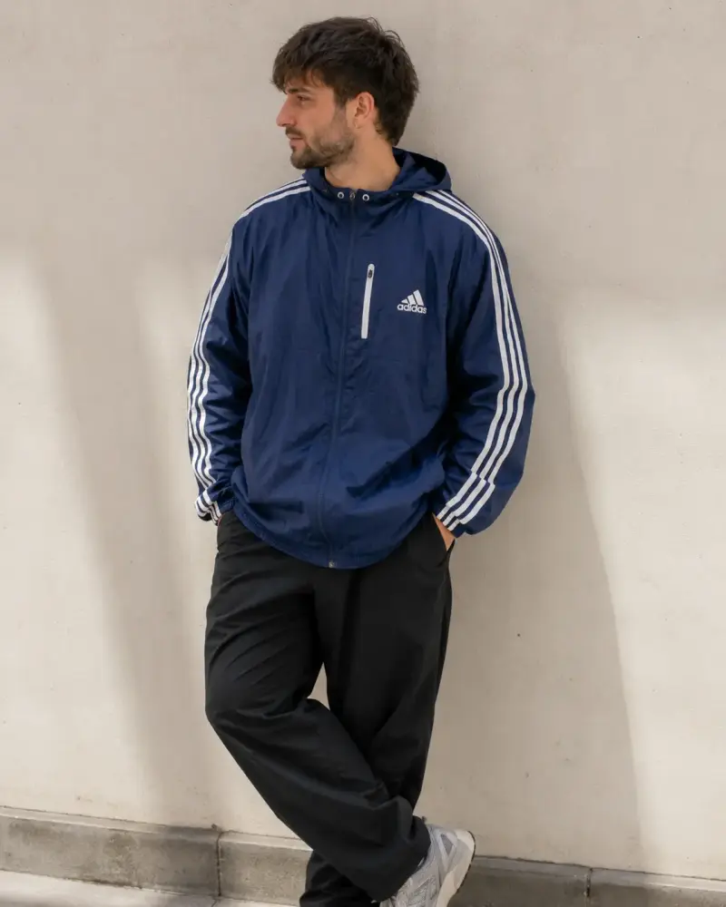 Chaqueta cortaviento azul Adidas - 3