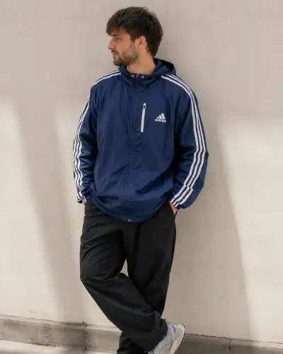 Chaqueta cortaviento azul Adidas - miniatura 3