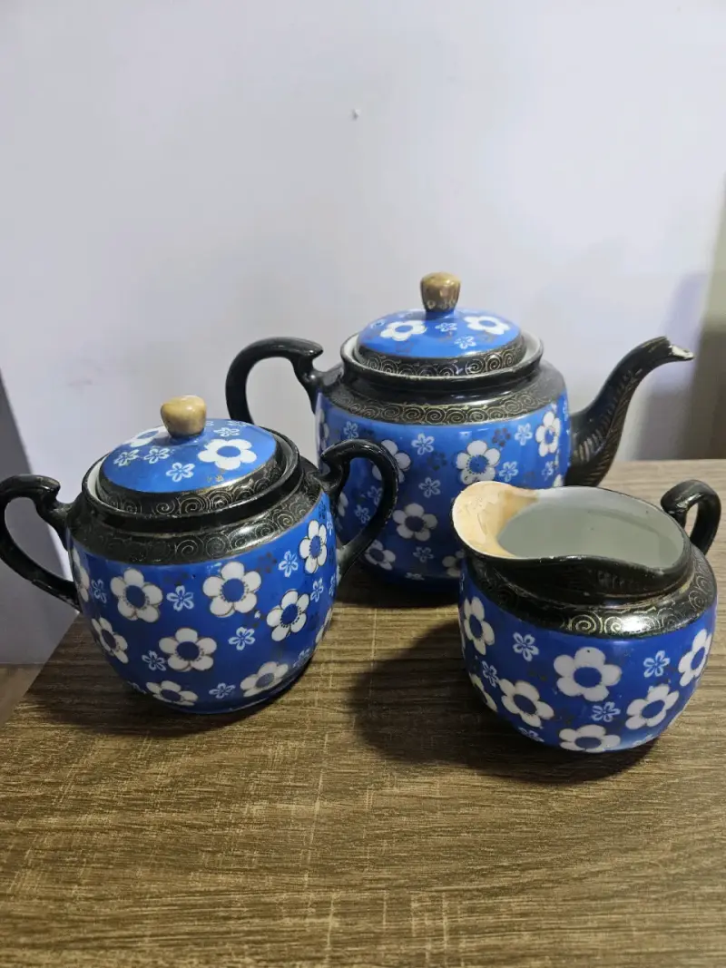 Juego de té de cerámica azul - 2