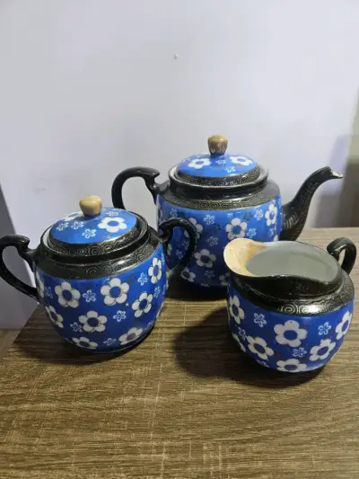 Juego de té de cerámica azul - miniatura 2
