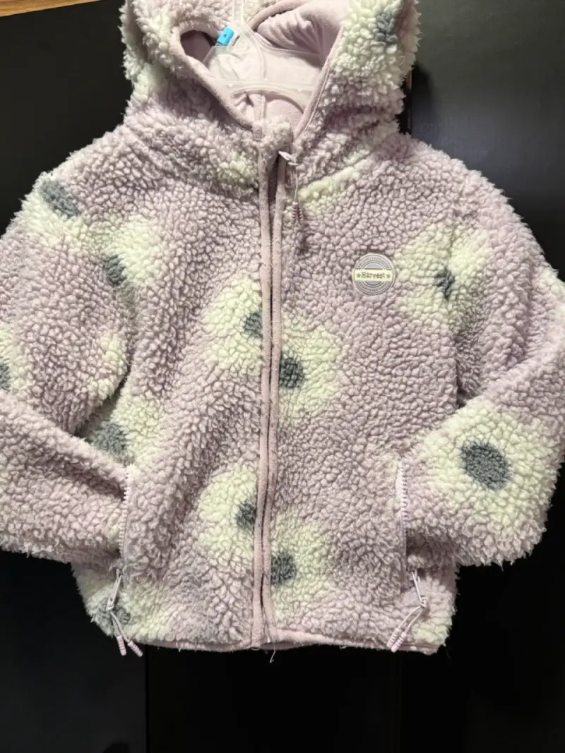 Chaqueta polar de lana rosada talla 4