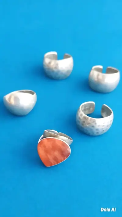 Set de anillos de plata y cadena - miniatura 1