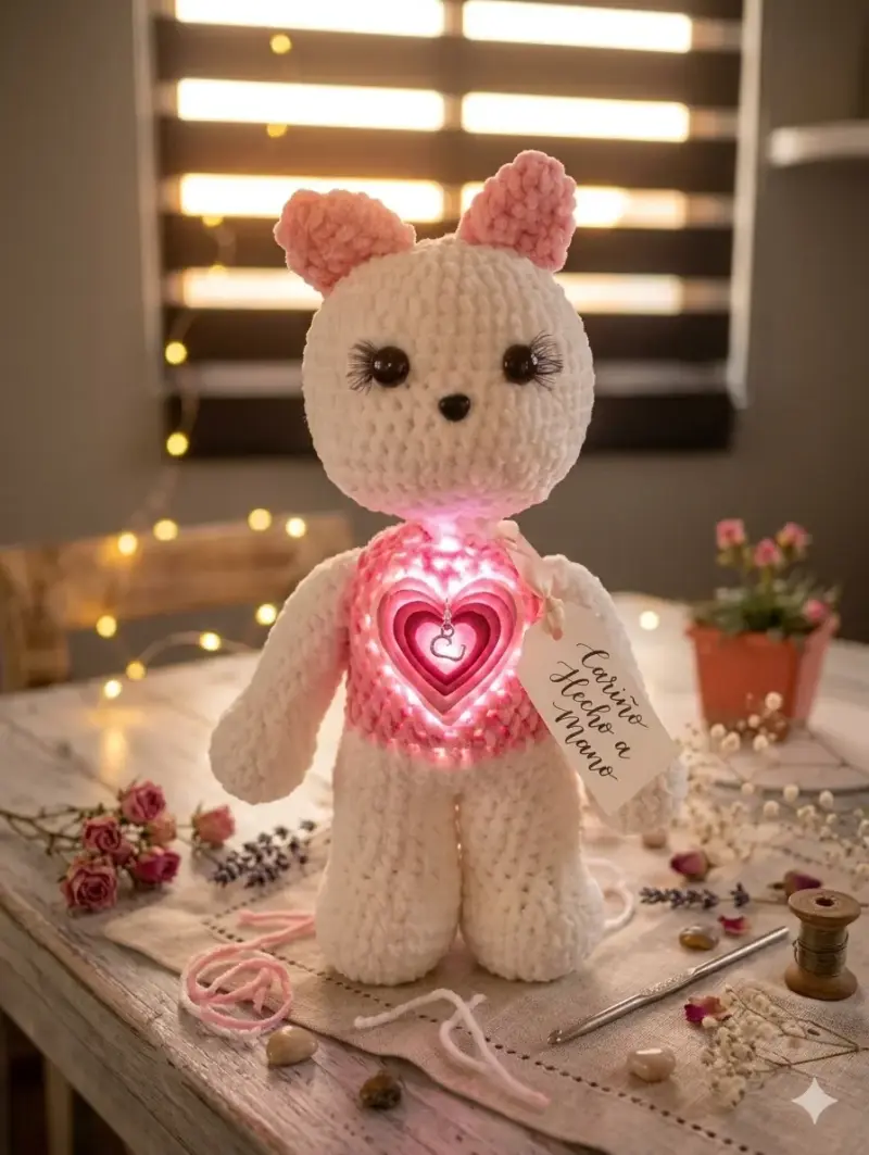 Muñeco tejido con luz LED