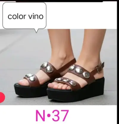Sandalias plataforma color vino - miniatura 1