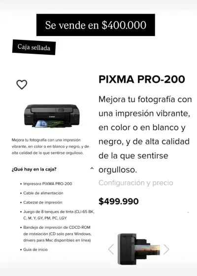 Impresora fotográfica Canon PRO-200 - miniatura 4