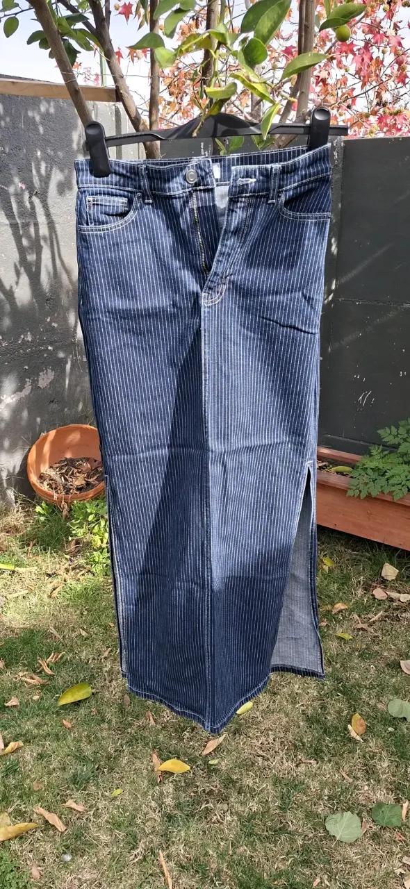Falda jeans azul rayada - 1