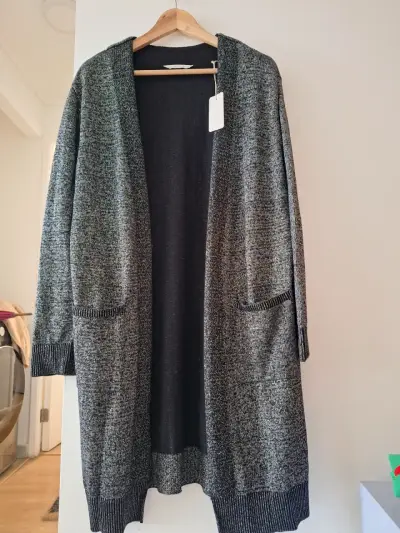 Cardigan plateado con bolsillos - miniatura 1