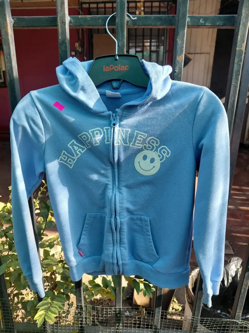 Polerón azul con capucha "Happiness"
